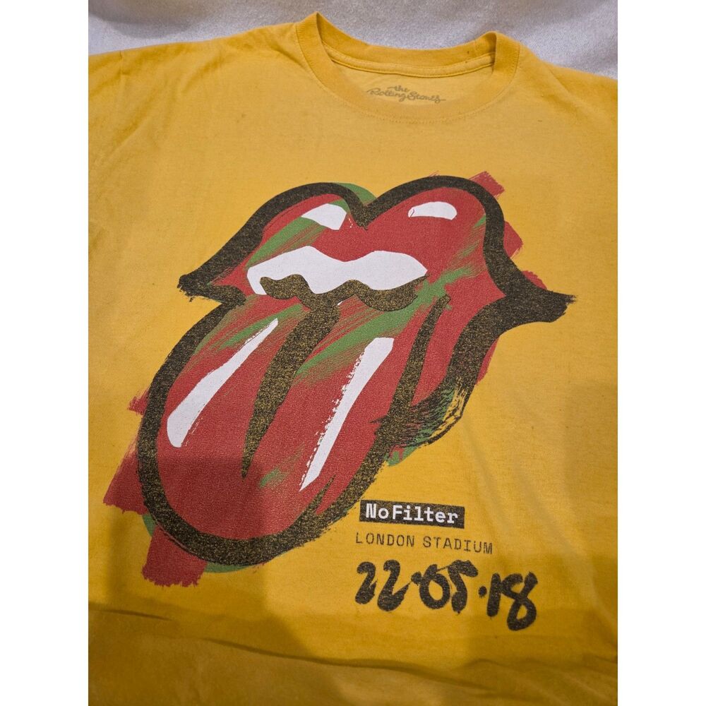 The Rolling Stones 2018 No Filter Tour Shirt Yellow London Stadium Size L
